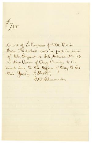 [Receipt from G.W. Alexander to Levi Perryman, January 23, 1879]