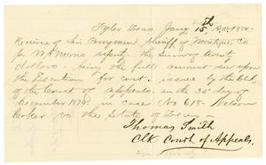 Primary view of object titled '[Receipt of Levi Perryman, January 15, 1879]'.