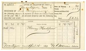 Primary view of object titled '[Receipt for taxes paid, April 26, 1881]'.