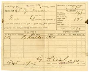 Primary view of object titled '[Receipt for taxes paid, October 19, 1894]'.