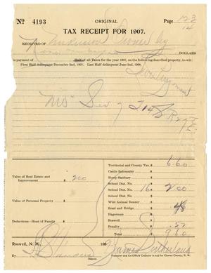 Primary view of object titled '[Receipt for 1907 taxes, 1909]'.
