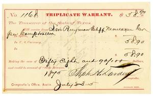 Primary view of object titled '[Triplicate Warrant, July 23, 1875]'.
