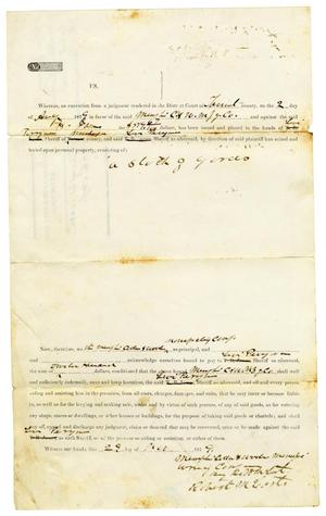 Primary view of object titled '[Bond of Indemnity for Execution,  August 2, 1879]'.