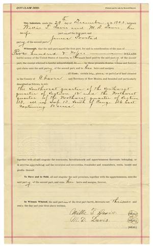 Primary view of object titled '[Quit Claim Deed, December 30, 1902]'.