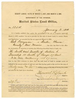 Primary view of object titled '[United States Land Office Deed, January 2, 1904]'.