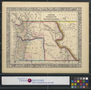 Primary view of object titled 'Map of Oregon, Washington, and part of British Columbia.'.