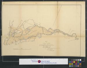 Primary view of object titled 'Map of Yuba River: showing the flooded lands adjacent thereto and the impounding reservoir of mining detrities'.