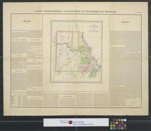 Primary view of object titled 'Carte géographique, statistique et historique du Missouri.'.