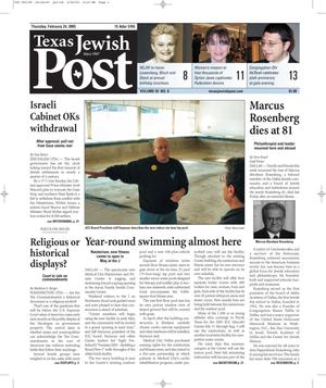 Texas Jewish Post (Fort Worth, Tex.), Vol. 59, No. 8, Ed. 1 Thursday, February 24, 2005
