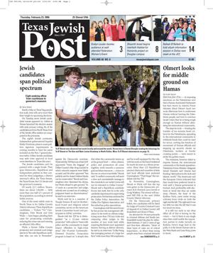 Texas Jewish Post (Fort Worth, Tex.), Vol. 60, No. 8, Ed. 1 Thursday, February 23, 2006