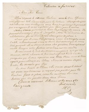 Primary view of object titled '[Letter from Henri Castro to Ferdinand Louis Huth, February 11, 1845]'.