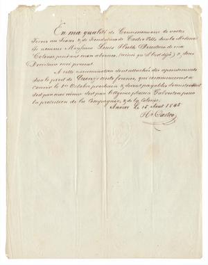 [Document appointing Ferdinand Louis Huth Director of Castroville, August 15, 1855]