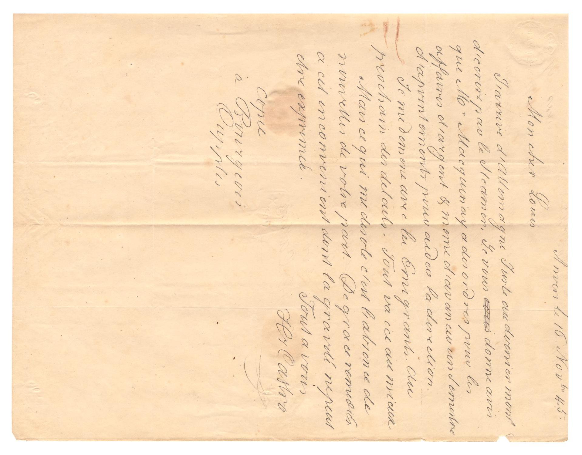 [Letter from Henri Castro to Ferdinand Louis Huth, November 16, 1845]
                                                
                                                    [Sequence #]: 1 of 2
                                                