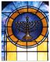 Photograph: [Stained Glass Window Pane of Hanukkah Menorah]