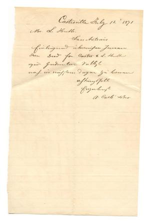 [Letter from A. Carli & Bro. to Ferdinand Louis Huth, July 12, 1871]