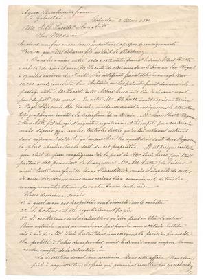 Primary view of object titled '[Letter from J. B. Bovelly to J. B. LaCoste, March 2, 1881]'.