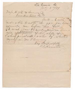 Primary view of object titled '[Letter from R. C. Houston to Huth & Sons, July 3, 1889]'.