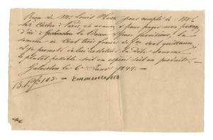 [Receipt for 103 francs paid to Emmenecher for passage from Galveston, January 6, 1844]