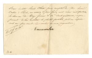 [Receipt for 11 francs 50 cents paid to Emmenecher for supplies, January, 1844]
