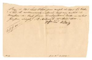 [Receipt for 100 francs paid to Zakarios Ludwig, April 27, 1844]