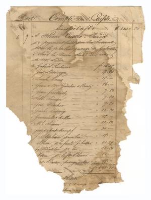 Primary view of object titled '[Balance sheet listing payments and other financial transactions, May 1844]'.