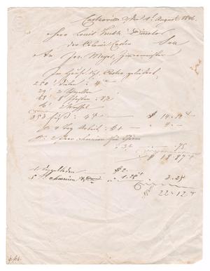 [Document listing building supplies delivered to the house of Henri Castro, August 1, 1846]