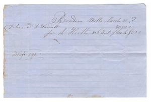 Primary view of object titled '[Receipt for lumber, March 31, 1859]'.