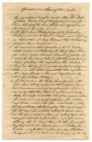 [Document describing an agreement between Henri Castro, Ferdinand Louis Huth, and Huth & Co., October 5, 1843, English translation]