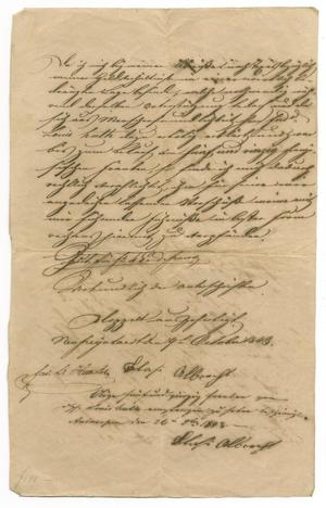 [Document concerning Slasi Albrecht's travel to Texas, October 9 and October 26, 1843]