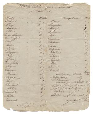 [Document listing passengers traveling aboard the Patriot]