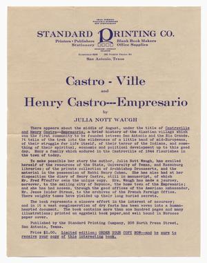 [Promotional material for a book about Castro and Castroville]