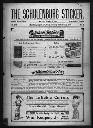 The Schulenburg Sticker (Schulenburg, Tex.), Vol. 17, No. 3, Ed. 1 Thursday, September 22, 1910