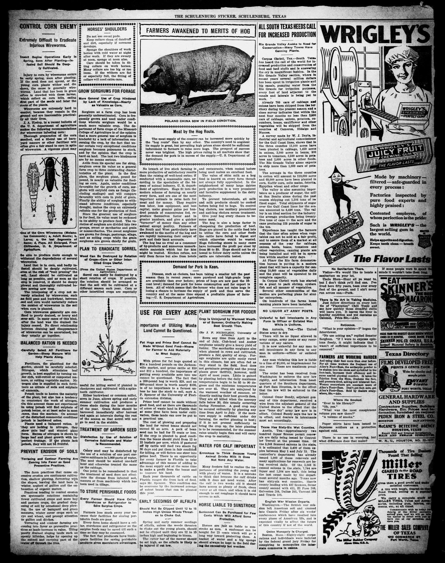 The Schulenburg Sticker (Schulenburg, Tex.), Vol. 23, No. 36, Ed. 1 Friday, June 1, 1917
                                                
                                                    [Sequence #]: 7 of 8
                                                