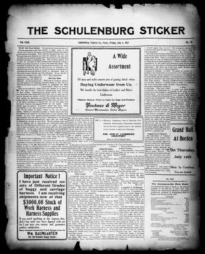 Primary view of object titled 'The Schulenburg Sticker (Schulenburg, Tex.), Vol. 23, No. 41, Ed. 1 Friday, July 6, 1917'.