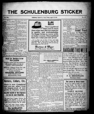 Primary view of object titled 'The Schulenburg Sticker (Schulenburg, Tex.), Vol. 23, No. 49, Ed. 1 Friday, August 31, 1917'.