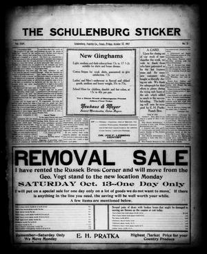 Primary view of object titled 'The Schulenburg Sticker (Schulenburg, Tex.), Vol. 24, No. 3, Ed. 1 Friday, October 12, 1917'.
