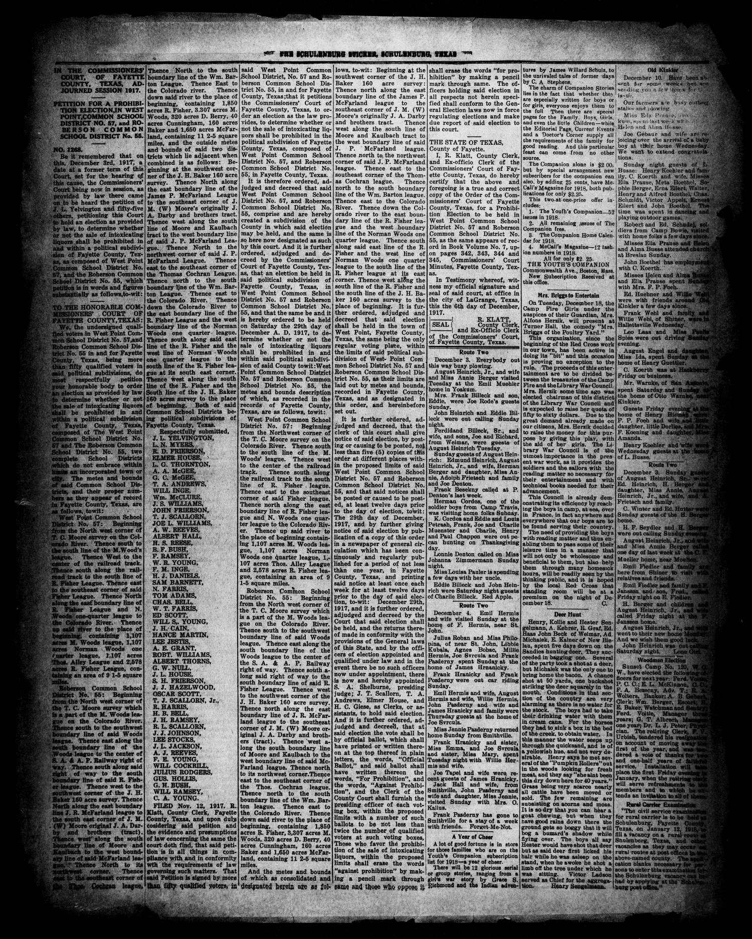 The Schulenburg Sticker (Schulenburg, Tex.), Vol. 24, No. 12, Ed. 1 Friday, December 14, 1917
                                                
                                                    [Sequence #]: 3 of 8
                                                