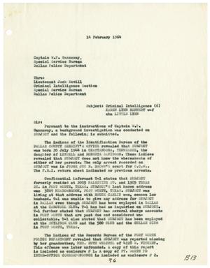 [Criminal Intelligence Report to Captain W. P. Gannaway, February 14, 1964]