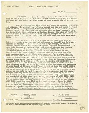 Primary view of object titled '[F.B.I. Report: Statements Made by Jack Ruby, November 25, 1963]'.