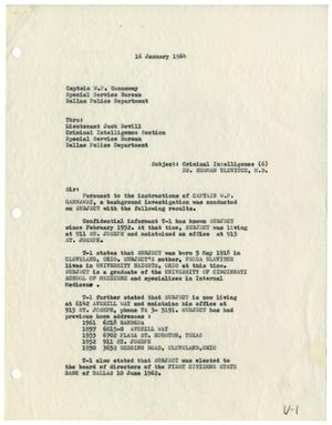 [Criminal Intelligence Report to Captain W. P. Gannaway, January 13, 1964]