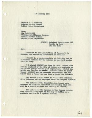 [Criminal Intelligence Report to Captain W. P. Gannaway, January 28, 1964]