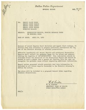 Primary view of [Dallas Police Department Special Order by Assistant Chief of Police R. H. Winters - April 24, 1969]