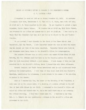 [J. R. Leavelle Report on Officer's Duties in Regards to the President's Murder - #736, November 22, 1963]