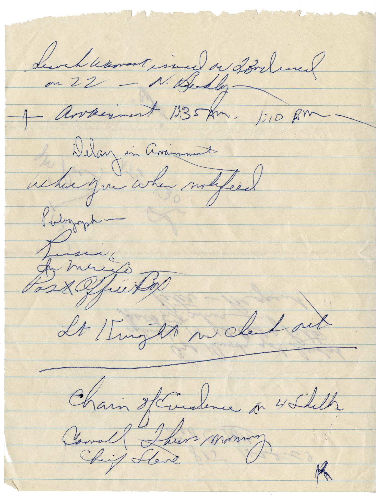 [Collection of Miscellaneous Handwritten and Typed Notes]
                                                
                                                    [Sequence #]: 22 of 24
                                                