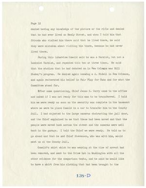 [Page 12 of Lee Harvey Oswald Interrogation Draft]