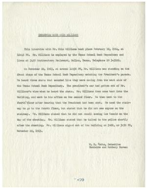 Primary view of object titled '[Report - Otis Williams Interview, February 18, 1964]'.