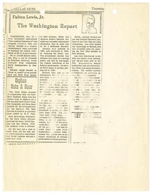 [Photocopy of Newspaper Clipping - "The Washington Report"]