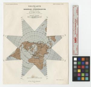 Primary view of object titled 'Weltkarte in Nordpolar-Sternprojektion nach einer Idee von Dr. G. Jäger, in Wien.'.