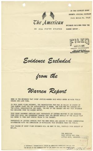[Handbill of Evidence Excluded from the Warren Report #3]