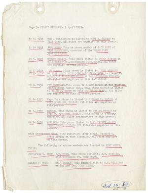 Primary view of object titled '[Intelligence Report - Page Three, April 3, 1959]'.
